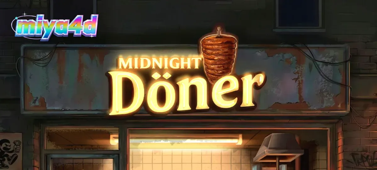 Tampilan visual slot Midnight Doner dengan latar belakang kedai kebab yang autentik.